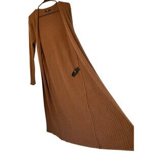 7 For All Mankind Womens Ribbed Long Cardigan Sweater Size M Brown Open RY10632